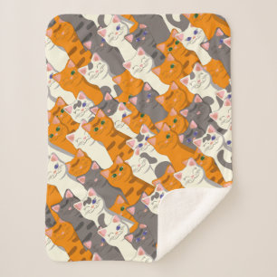 Ginger white black cat diagonal pattern sherpa blanket