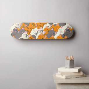 Ginger white black cat diagonal pattern skateboard