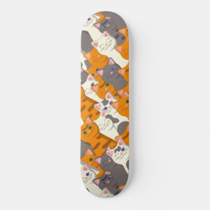 Ginger white black cat diagonal pattern skateboard
