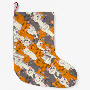 Ginger white black cat diagonal pattern small christmas stocking