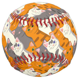 Ginger white black cat diagonal pattern softball