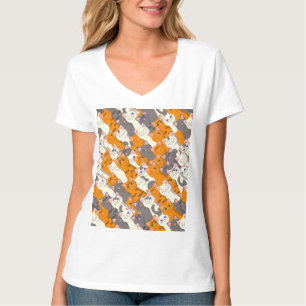 Ginger white black cat diagonal pattern T-Shirt