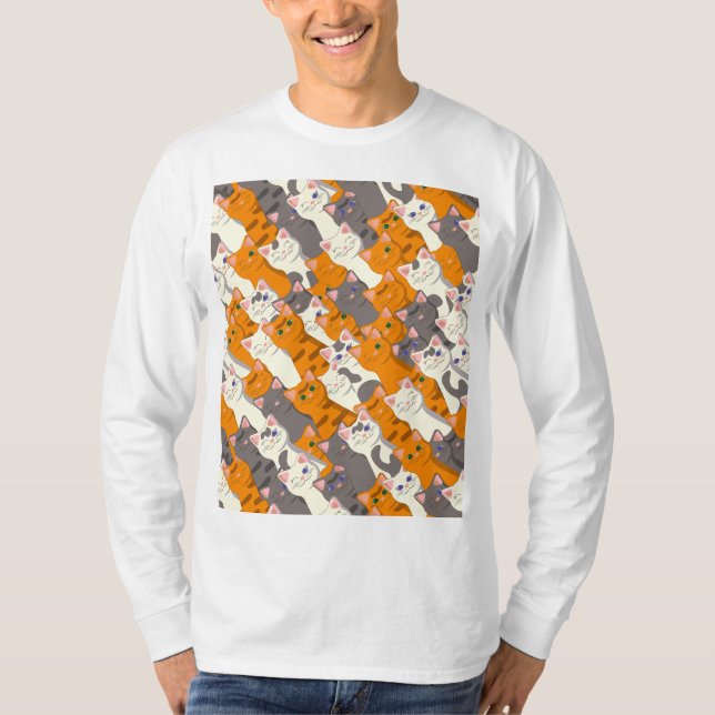 Ginger white black cat diagonal pattern T-Shirt (Front)