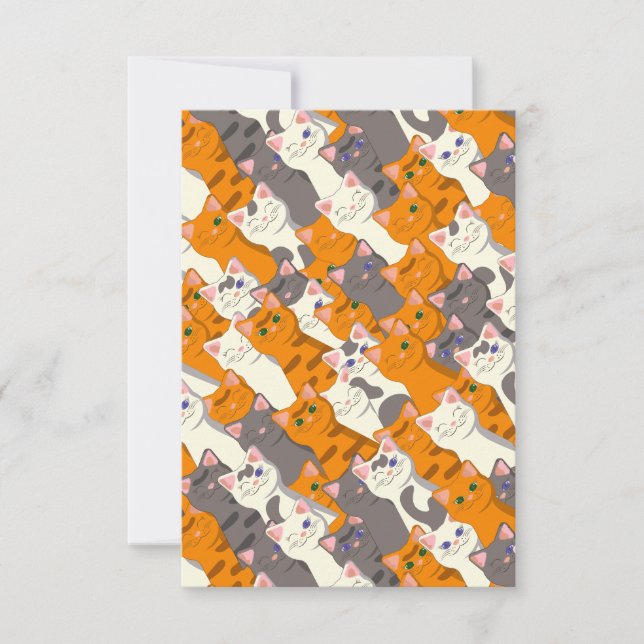 Ginger white black cat diagonal pattern thank you card (Front)