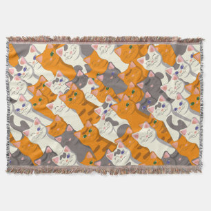 Ginger white black cat diagonal pattern throw blanket