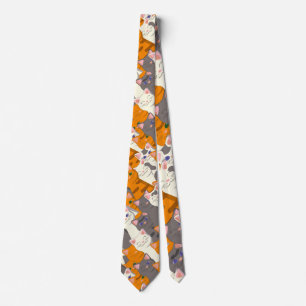 Ginger white black cat diagonal pattern tie