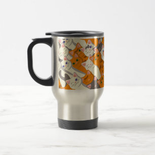 Ginger white black cat diagonal pattern travel mug
