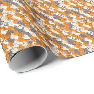 Ginger white black cat diagonal pattern wrapping paper