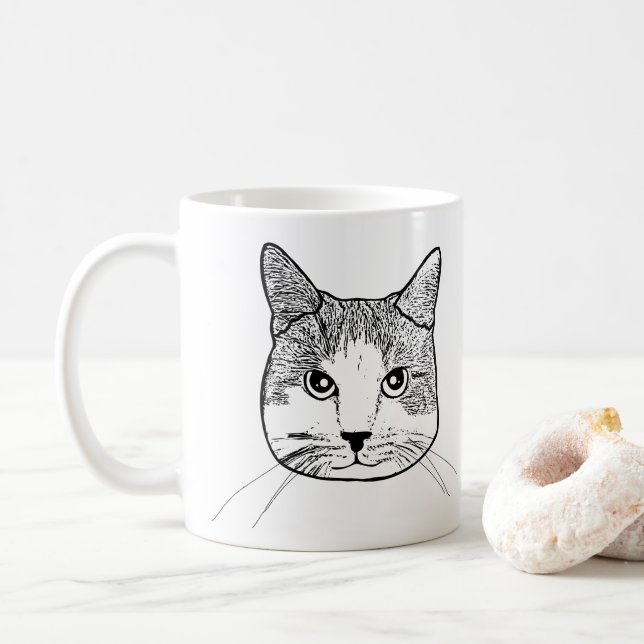 Ginger White Cat Personalised Coffee Mug (With Donut)