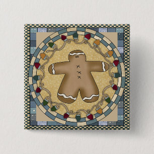 Gingerbread 15 Cm Square Badge