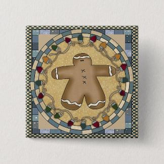 Gingerbread 15 Cm Square Badge