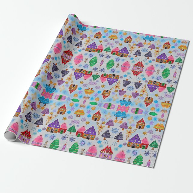 Gingerbread 2 design Holiday Wrapping Paper (Unrolled)