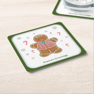 Gingerbread and Candy Cane Paper Coaster