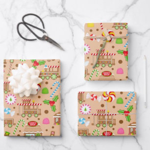 Gingerbread and Candy Cane Wrapping Paper Sheet