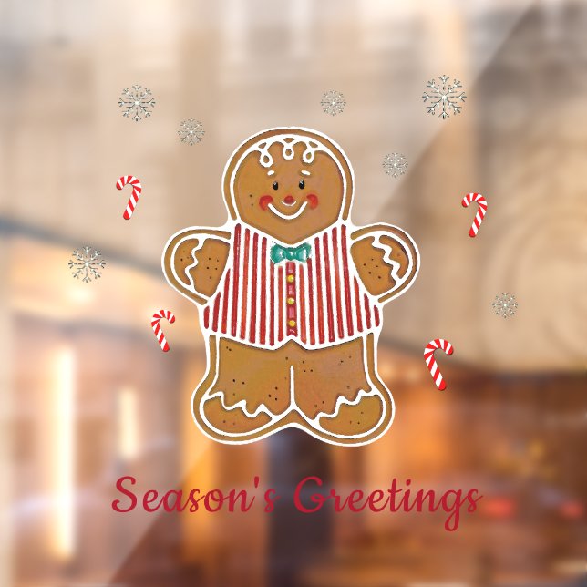 Gingerbread and Candy Canes Red Text Window Cling (Sheet 2)
