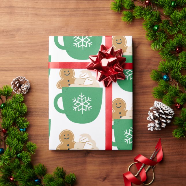 Gingerbread and hot chocolate christmas wrapping paper (Holiday Gift)