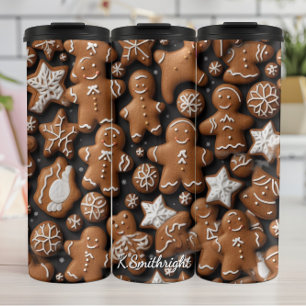 Gingerbread Army Holiday Pattern Thermal Tumbler