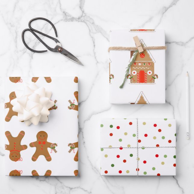 Gingerbread Assortment Wrapping Paper Flat Sheets (Front)