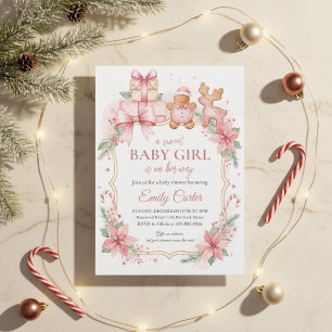 Gingerbread Baby Girl Shower Invitation Christmas