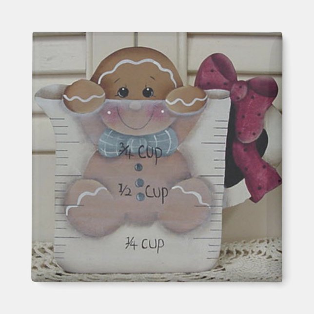 Gingerbread Baby in Measuring Cup Magnet (Front)