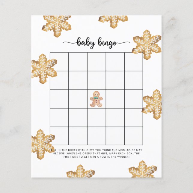 Gingerbread Baby shower bingo game (Front)
