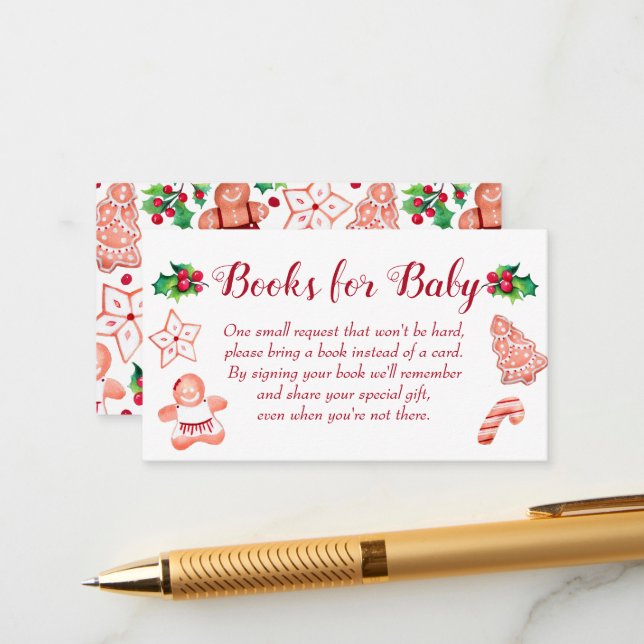 Gingerbread Baby Shower Books for Baby Girl Enclosure Card (Front/Back In Situ)