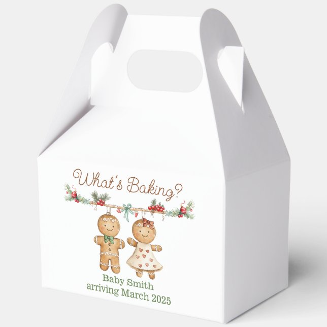 Gingerbread Baby Shower gender reveal Favour Box (Front)