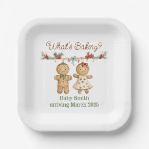 Gingerbread Baby Shower gender reveal Paper Plate