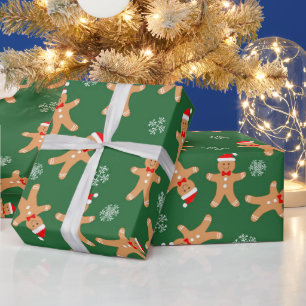 Gingerbread Baby with Santa Hat Wrapping Paper