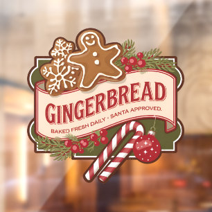 Gingerbread baked fresh daily window cling