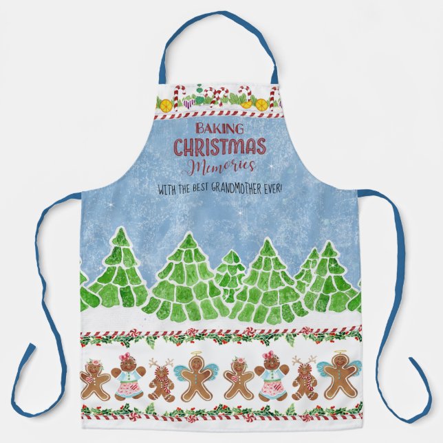 Gingerbread Baking Christmas Memories Best Grandma Apron (Front)
