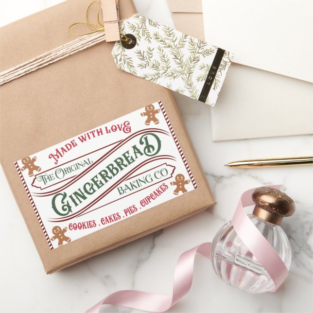  Gingerbread Baking Co. Made with Love Rectangular Sticker (Gifting)