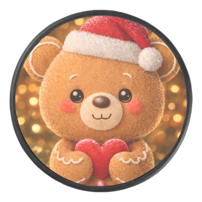 Gingerbread bear hockey puck (Front)