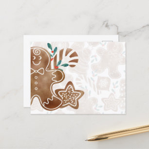 Gingerbread Berry Holiday Postcard