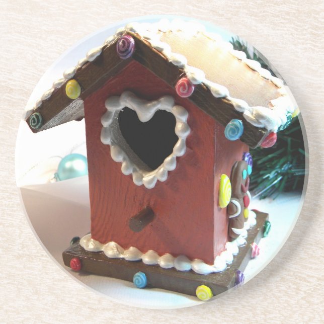 Gingerbread Birdhouse Coaster (Front)