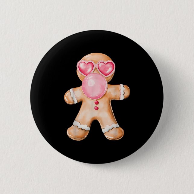 Gingerbread Blowing Bubble Gum Nk Sungles Christma 6 Cm Round Badge (Front)