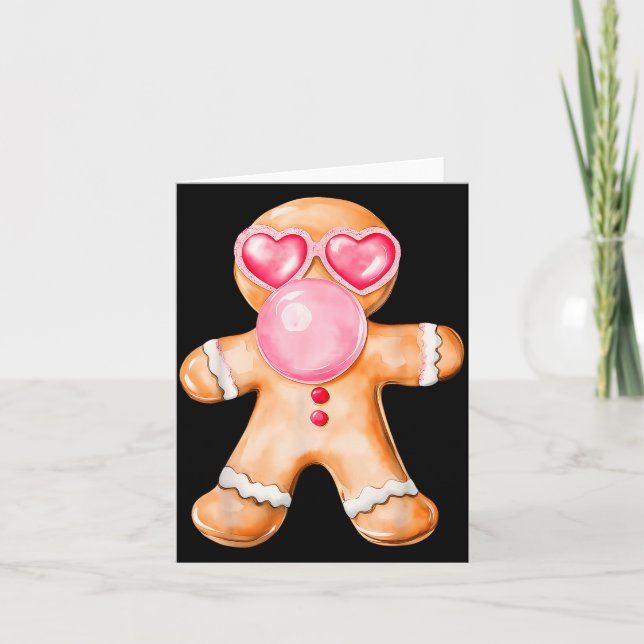 Gingerbread Blowing Bubble Gum Nk Sungles Christma Card (Front)