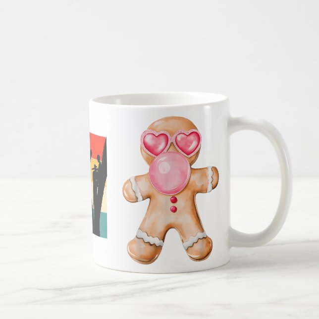 Gingerbread Blowing Bubble Gum Nk Sungles Christma Coffee Mug (Right)