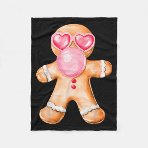 Gingerbread Blowing Bubble Gum Nk Sungles Christma Fleece Blanket