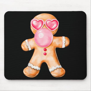 Gingerbread Blowing Bubble Gum Nk Sungles Christma Mouse Mat