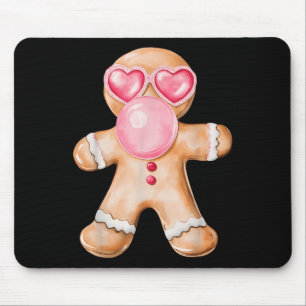 Gingerbread Blowing Bubble Gum Nk Sungles Christma Mouse Mat