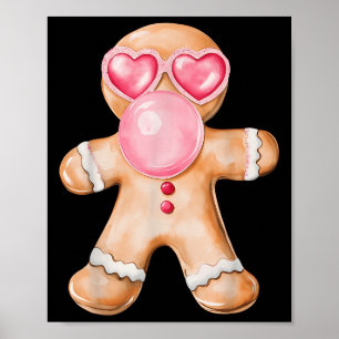 Gingerbread Blowing Bubble Gum Nk Sungles Christma Poster