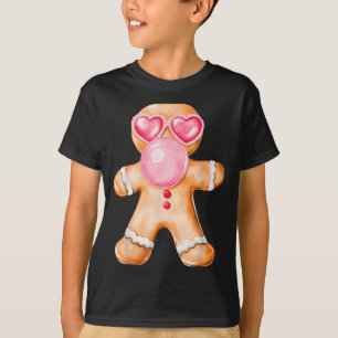 Gingerbread Blowing Bubble Gum Nk Sungles Christma T-Shirt