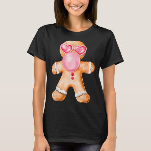 Gingerbread Blowing Bubble Gum Nk Sungles Christma T-Shirt