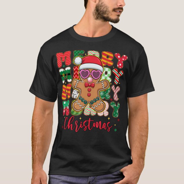 Gingerbread Blowing Bubble Gum Pink Sunglasses Chr T-Shirt (Front)