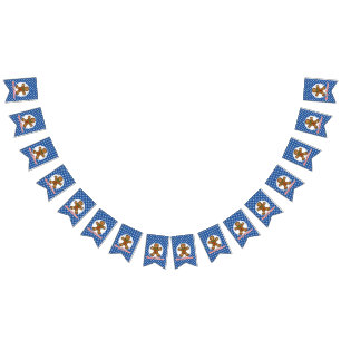 Gingerbread - Blue Snowflakes Pattern - Merry Xmas Bunting