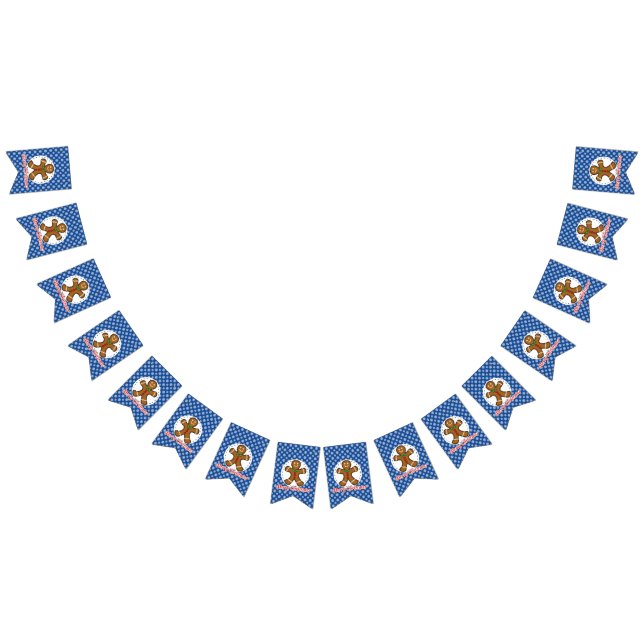 Gingerbread - Blue Snowflakes Pattern - Merry Xmas Bunting (All)