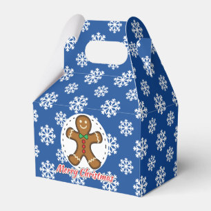 Gingerbread - Blue Snowflakes Pattern - Merry Xmas Favour Box