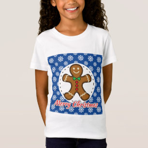 Gingerbread - Blue Snowflakes Pattern - Merry Xmas T-Shirt