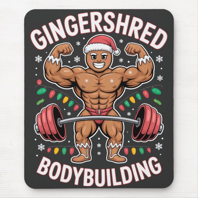 Gingerbread Bodybuilding Christmas Gym  Mouse Mat (Front)